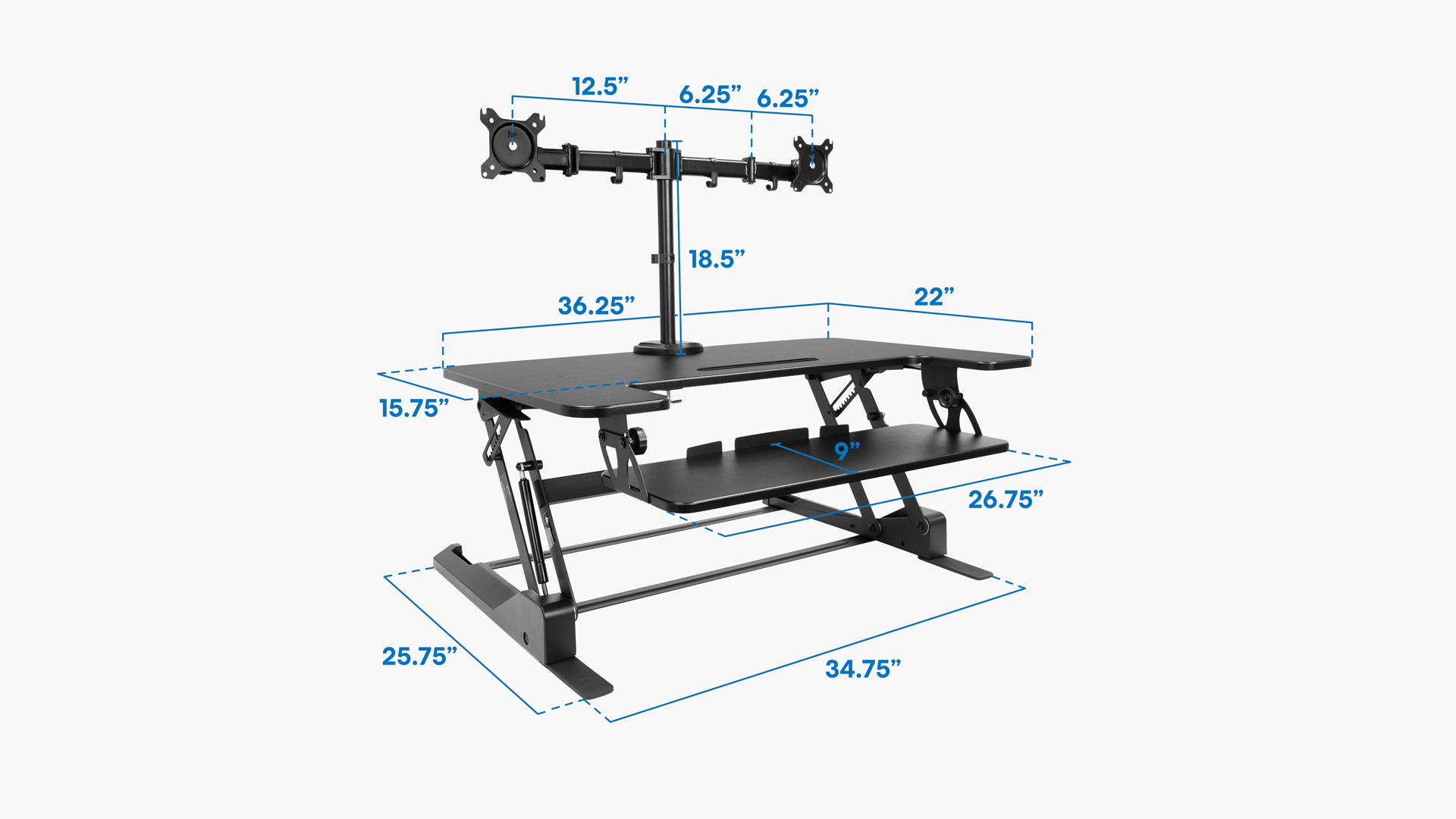 Mount-It! Desk Converter with Dual Monitor Mount