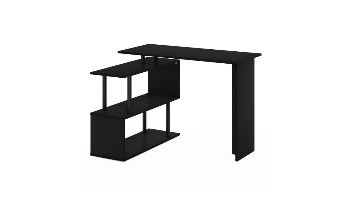 Trio Supply House Moore L-Shape Desk with 3-Tier Shelves